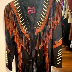 Vintage leather fringe jacket